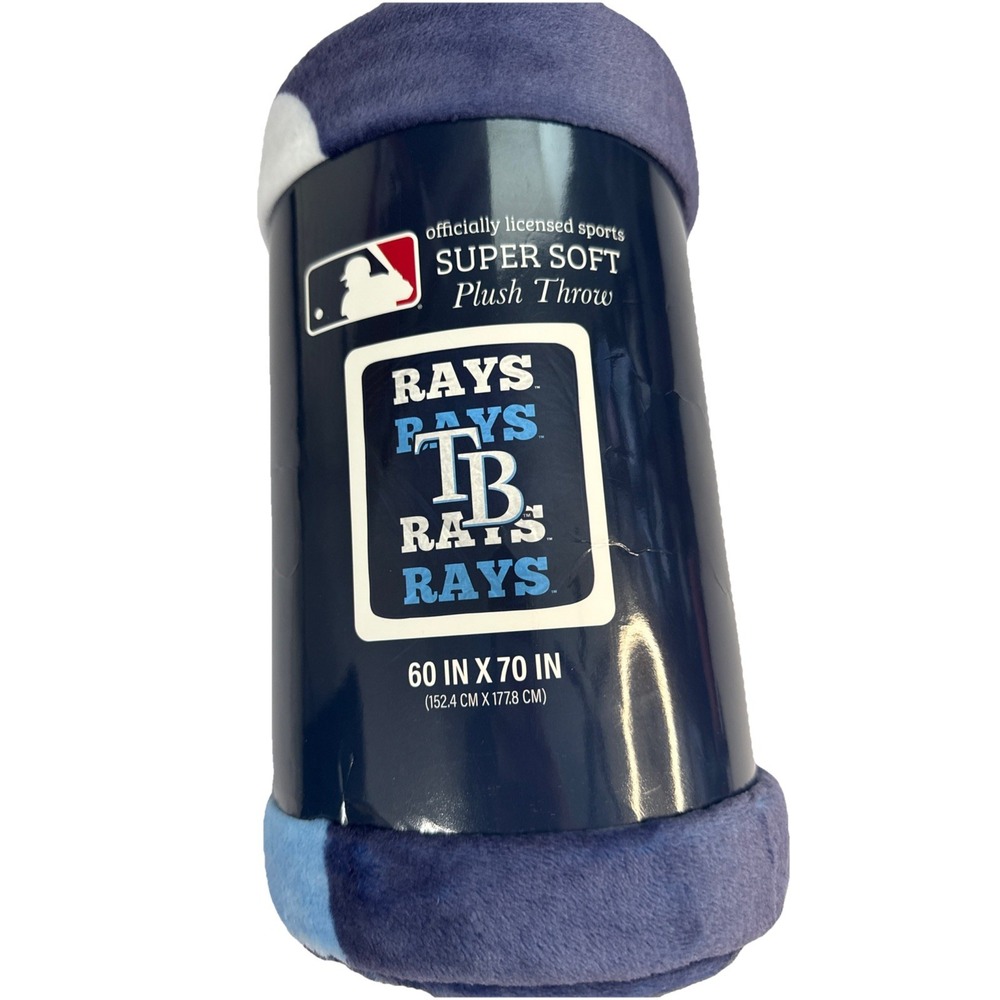NEW Tampa Bay Rays MLB‎ 60'' x 70'' Logo Fleece Plush Throw Blanket, Blue, NWT